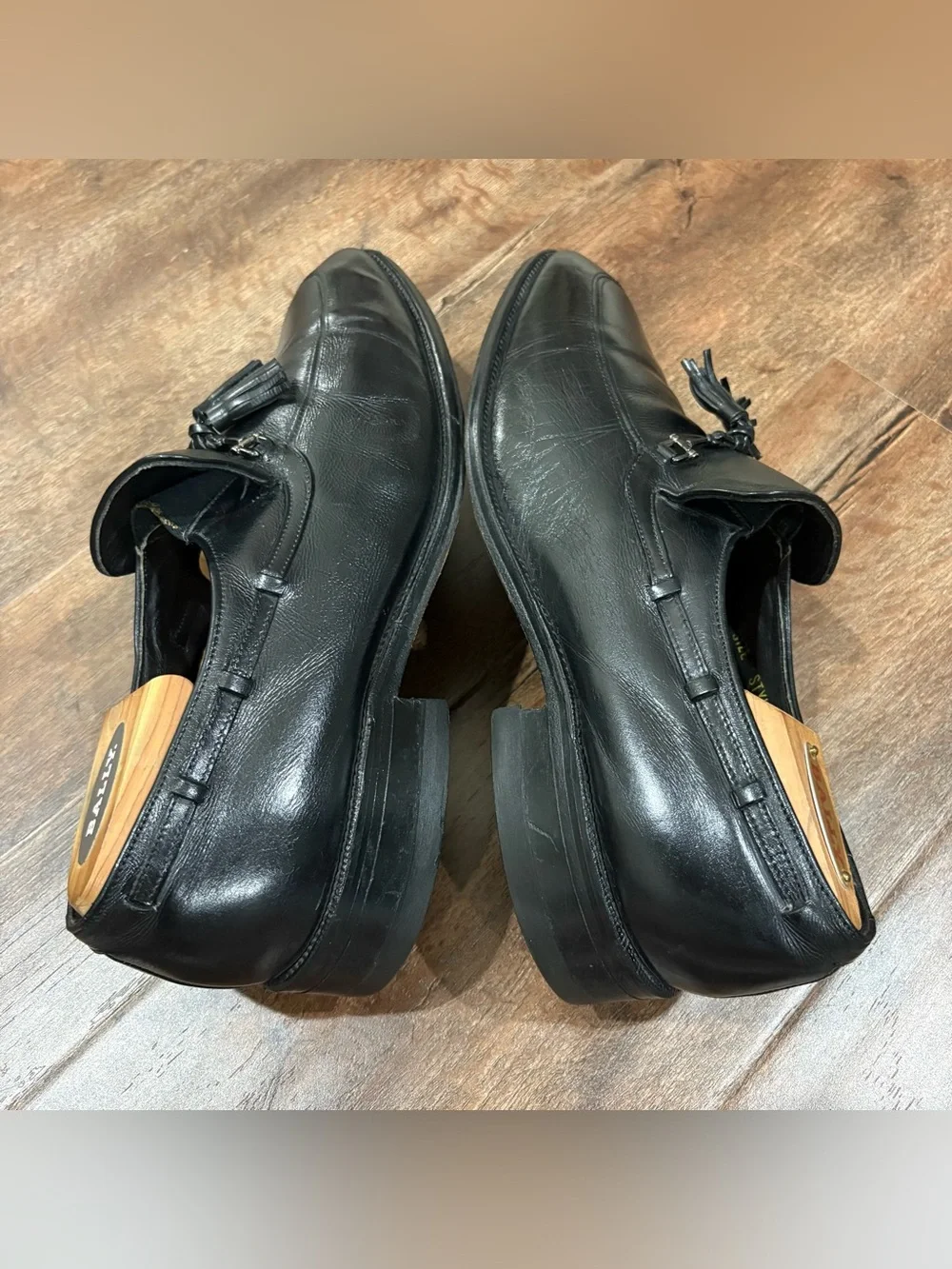 Vintage Made In USA Black Leather Slip On Dress Shoes Sears Loafers Mens 10D